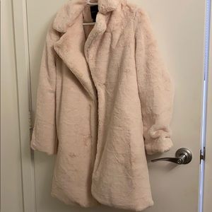 Pink faux fur coat